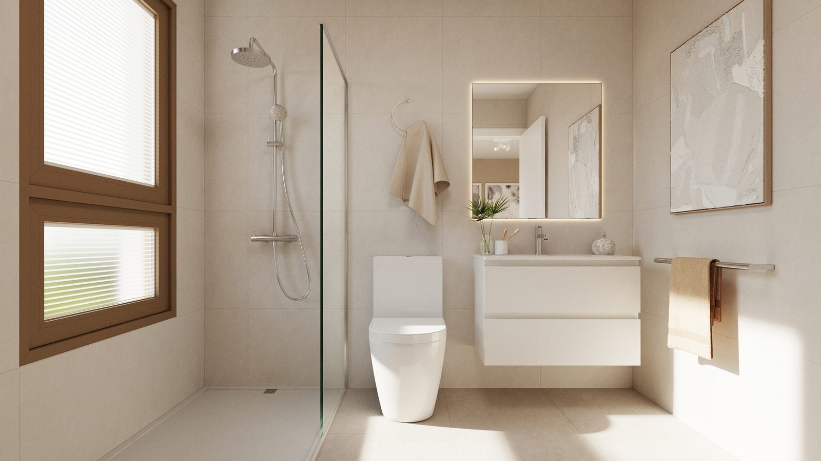 Baño con mueble suspendido
