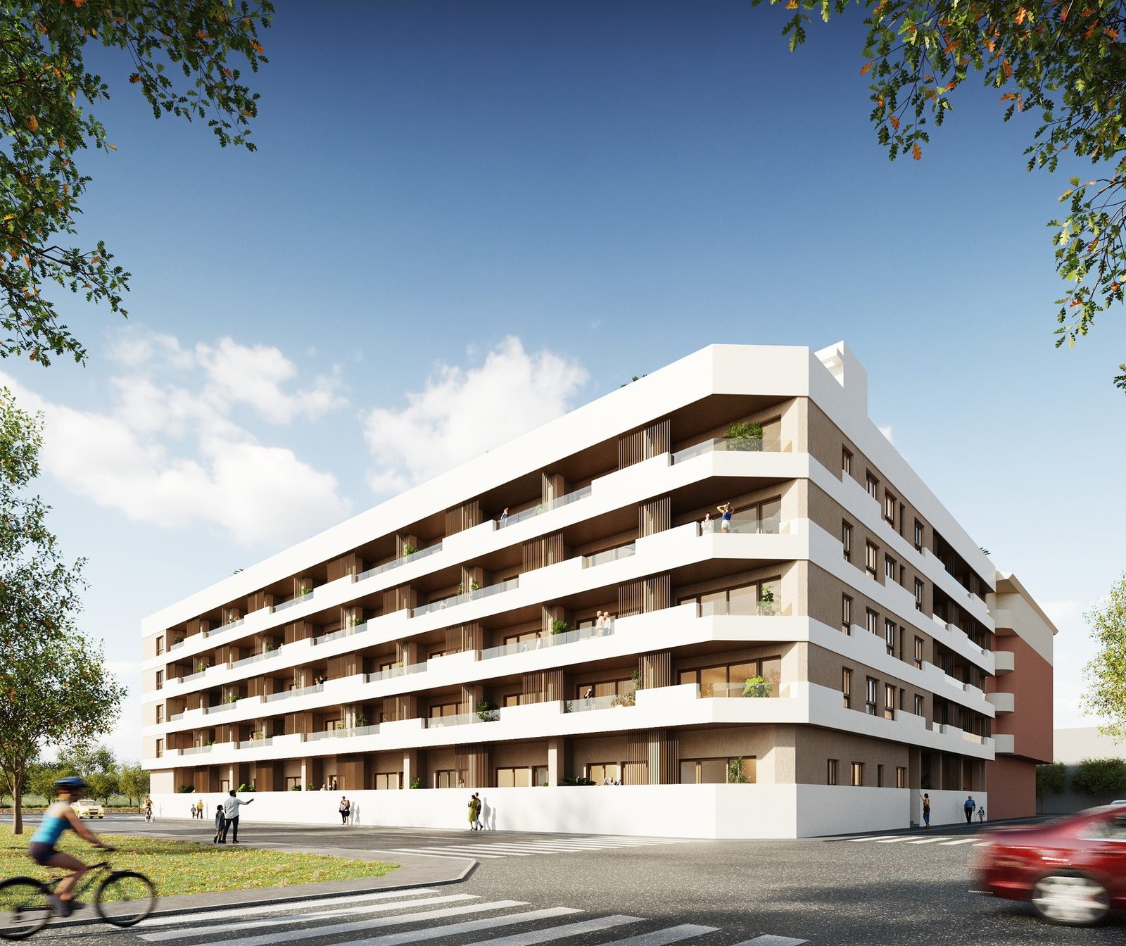 Residencial Azafrán: vista de esquina del edificio