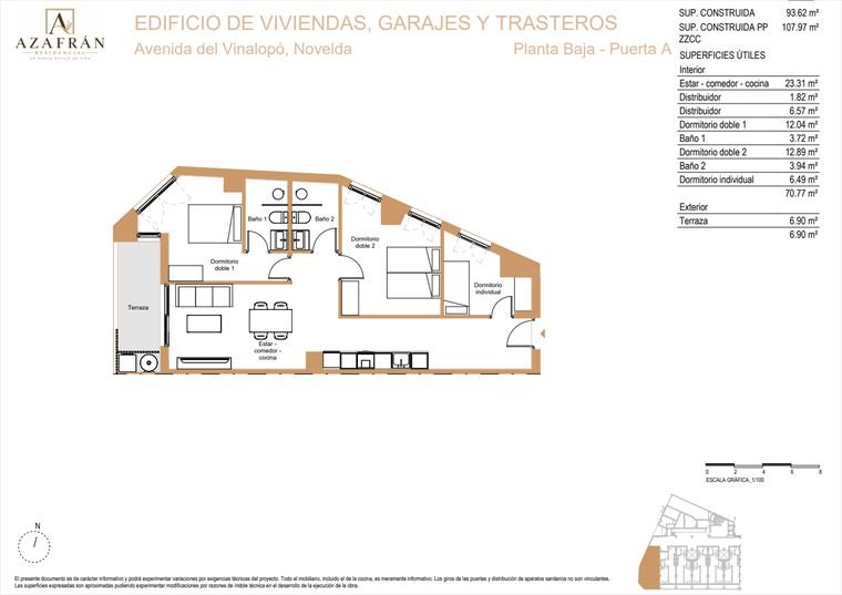 Plano de vivienda, Planta baja · Puerta A