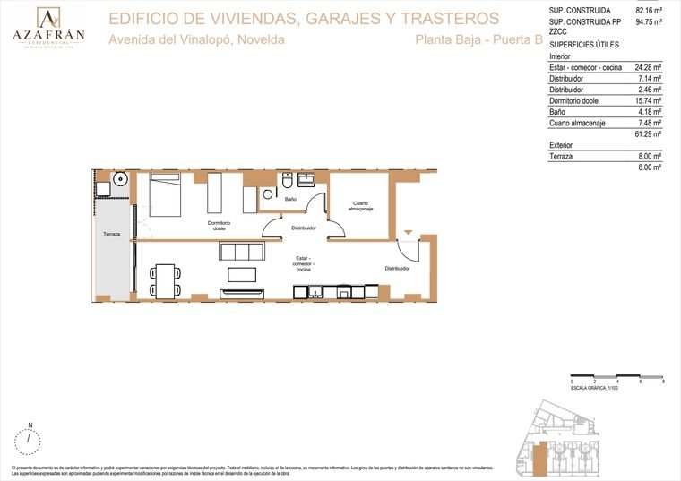 Plano de vivienda, Planta baja · Puerta B