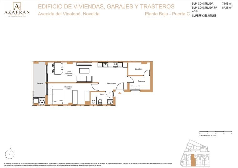 Plano de vivienda, Planta baja · Puerta C