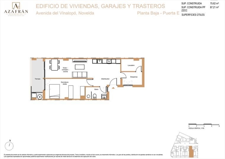 Plano de vivienda, Planta baja · Puerta E