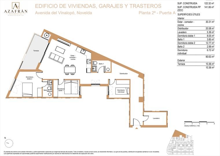Plano de vivienda, Planta 2ª · Puerta A