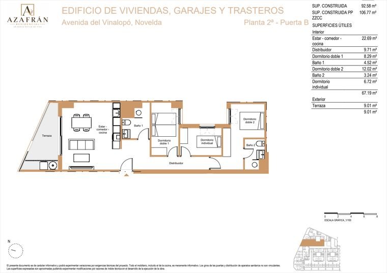 Plano de vivienda, Planta 2ª · Puerta B