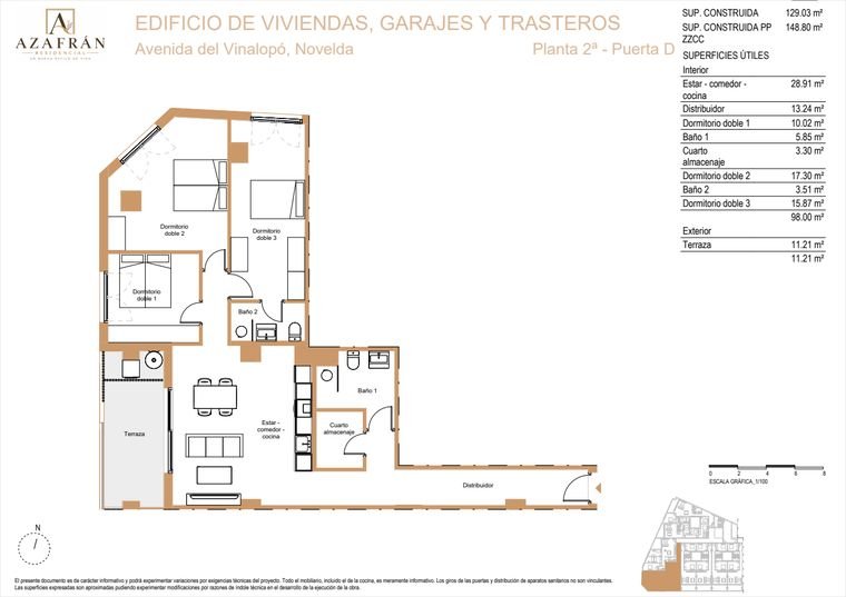 Plano de vivienda, Planta 2ª · Puerta D