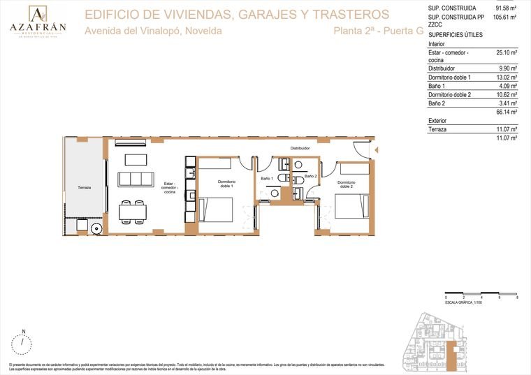 Plano de vivienda, Planta 2ª · Puerta G